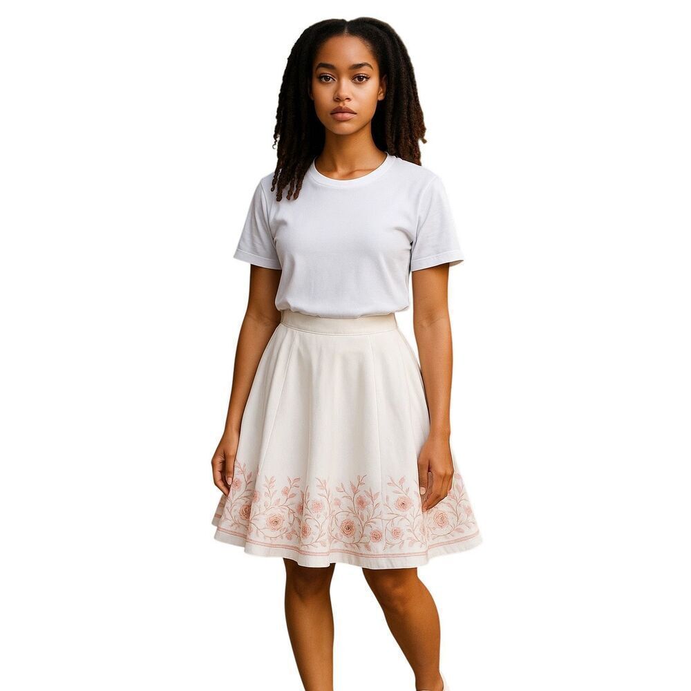 Joe Benbasset Embroidered Full White Skirt 9